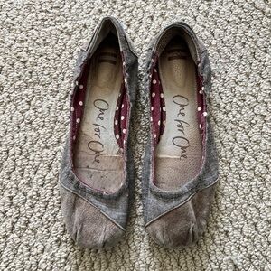 Toms One for One Burlap Alessandra Womens Size 7 Slip Ons Ballet Flats Shoes